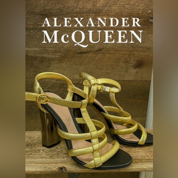 Alexander McQueen - Sandal pelle s. Cuoio gold - Picture 1 of 8